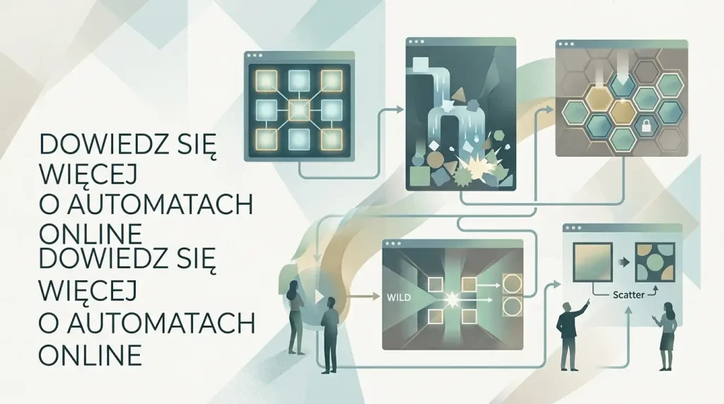 Ilustracja różnych typów automatów online bez logo i nazw gier